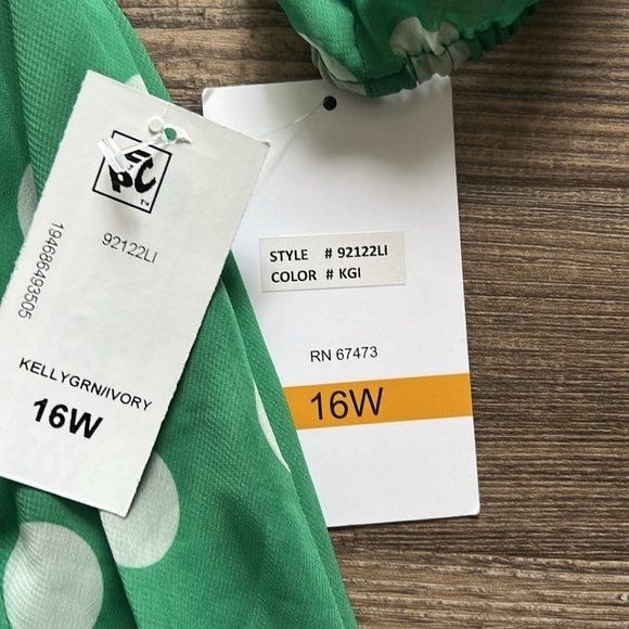 Julian Taylor Women's 3/4 Sleeve Dot Chiffon Surplice Midi Dress size 16W NWT - Picture 6 of 10